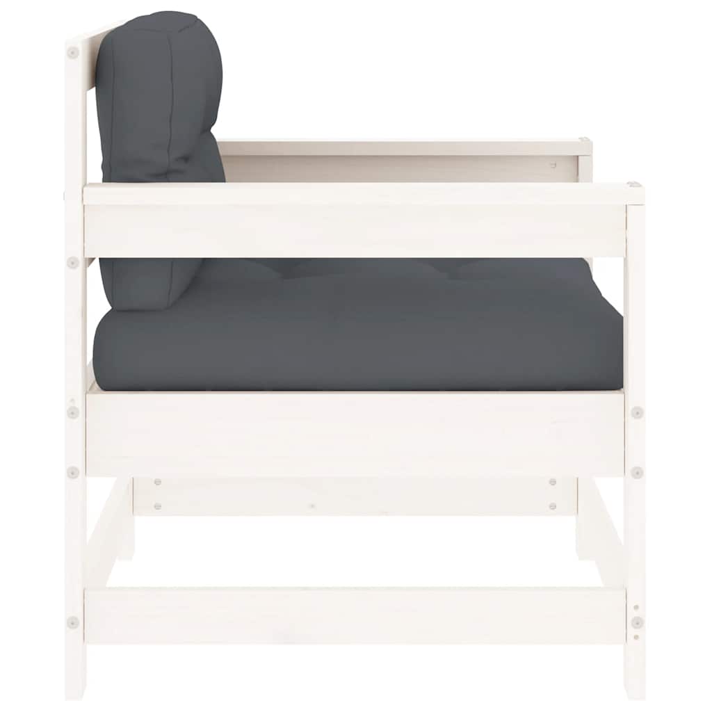 White Solid Pine Garden Chairs with Cushions - 2 Piece Set