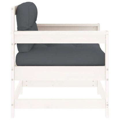 White Solid Pine Garden Chairs with Cushions - 2 Piece Set