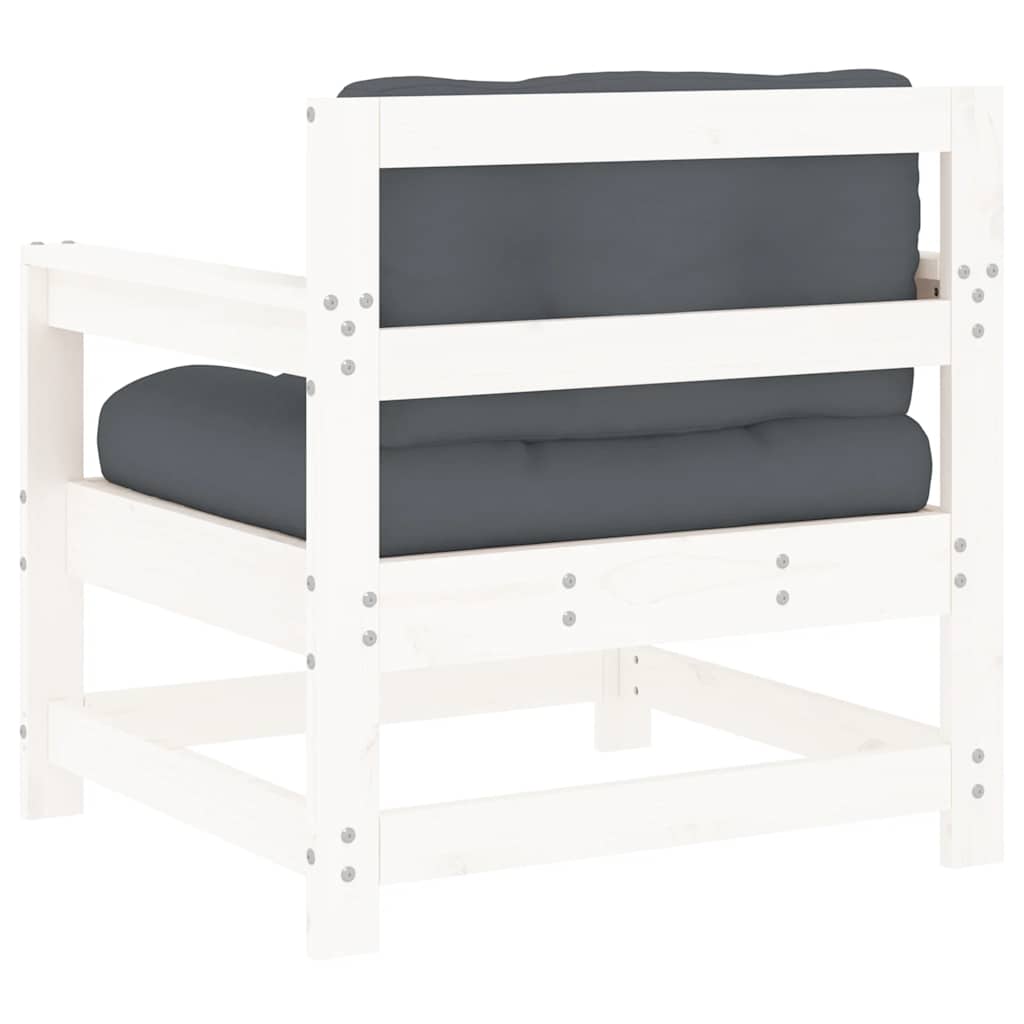 White Solid Pine Garden Chairs with Cushions - 2 Piece Set