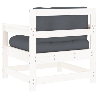 White Solid Pine Garden Chairs with Cushions - 2 Piece Set
