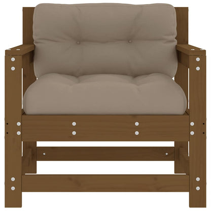 Solid Wood Pine Garden Chairs w/ Cushions 2pcs, Honey Brown