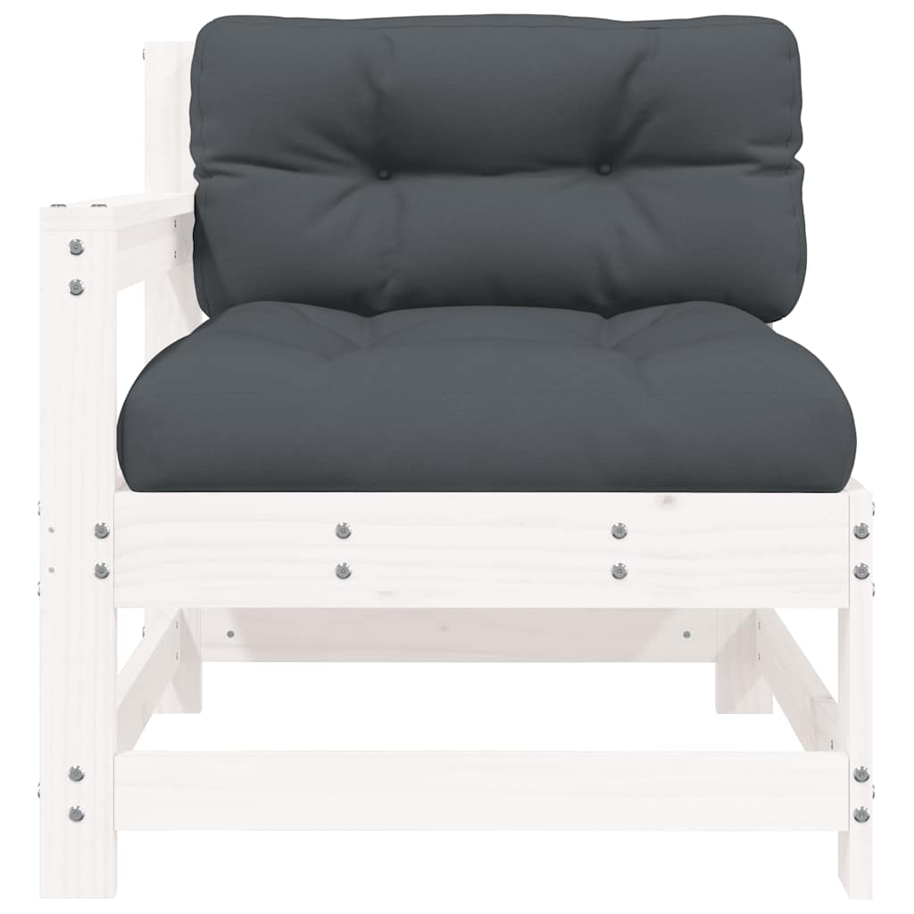 White Solid Pine Garden Chair with Cushions - Elegant Outdoor Seating