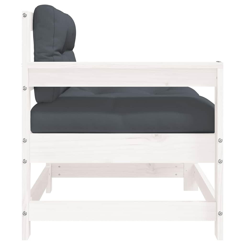 White Solid Pine Garden Chair with Cushions - Elegant Outdoor Seating