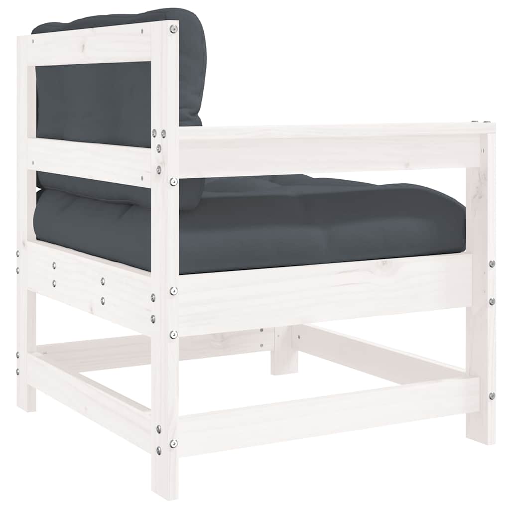 White Solid Pine Garden Chair with Cushions - Elegant Outdoor Seating