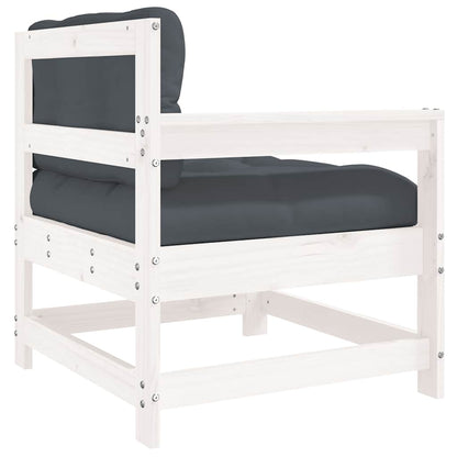 White Solid Pine Garden Chair with Cushions - Elegant Outdoor Seating