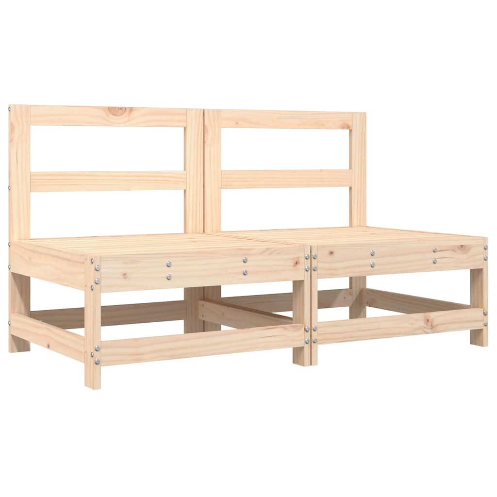 Solid Pine 2-Piece Middle Sofas with Cushions - Natural Wood Finish