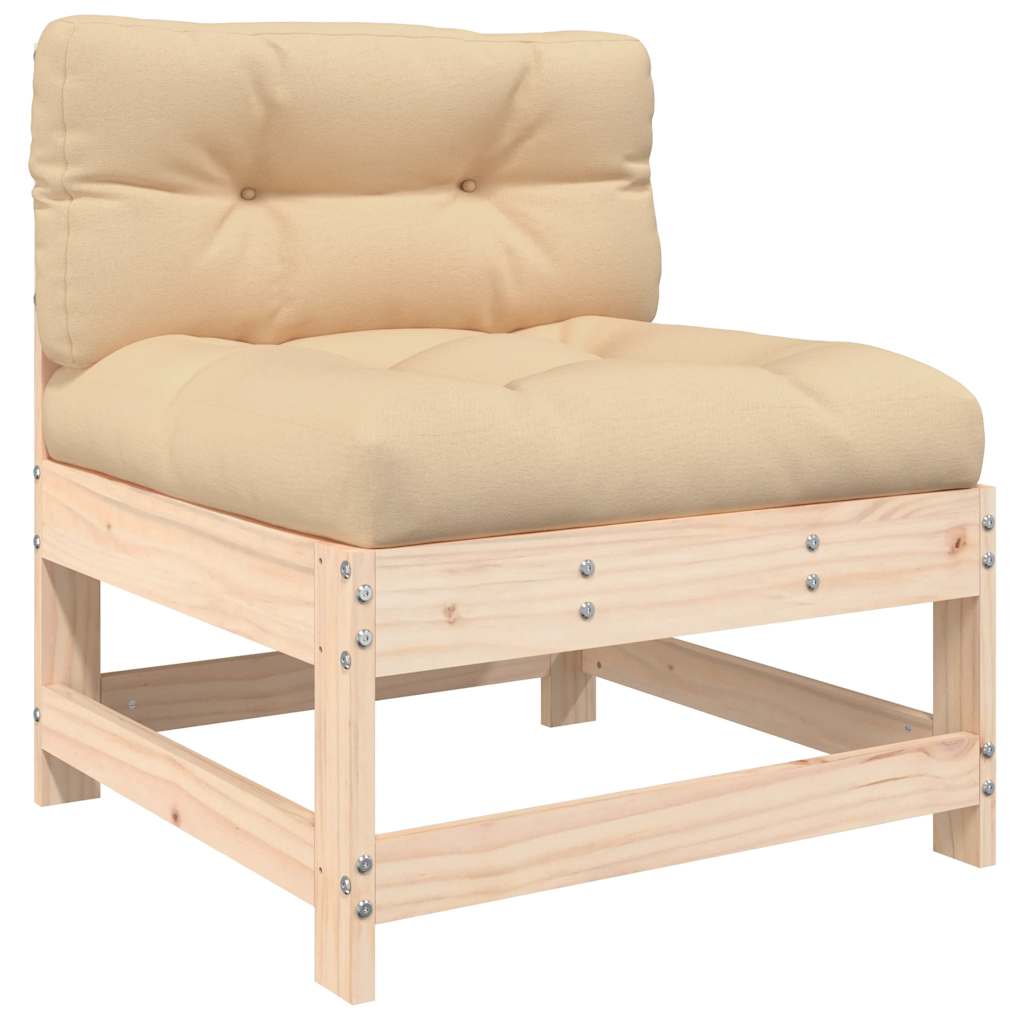Solid Pine 2-Piece Middle Sofas with Cushions - Natural Wood Finish