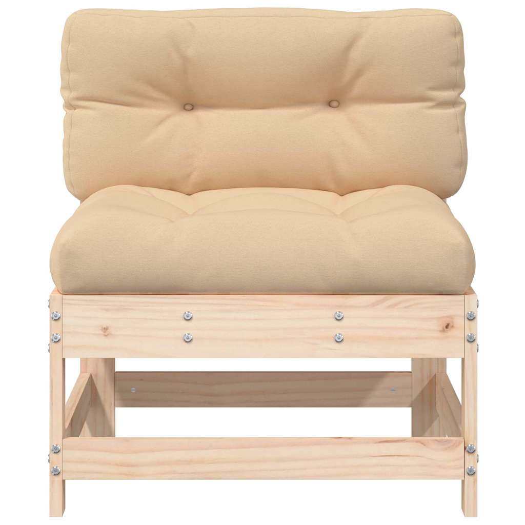 Solid Pine 2-Piece Middle Sofas with Cushions - Natural Wood Finish