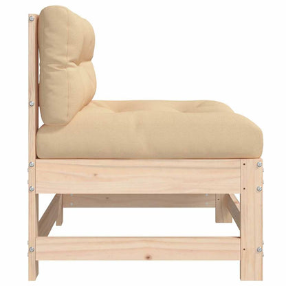 Solid Pine 2-Piece Middle Sofas with Cushions - Natural Wood Finish