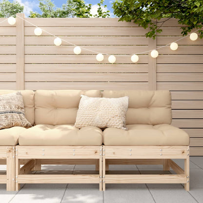Solid Pine 2-Piece Middle Sofas with Cushions - Natural Wood Finish