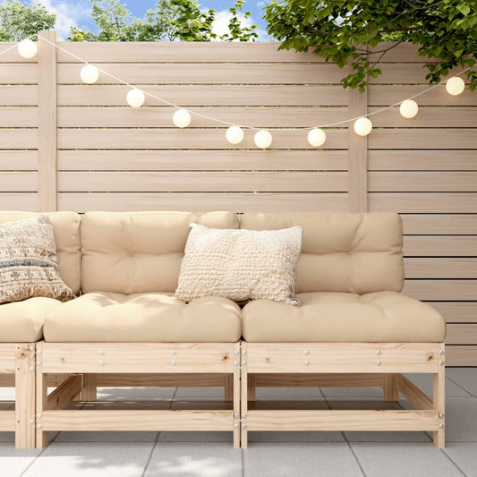 Solid Pine 2-Piece Middle Sofas with Cushions - Natural Wood Finish