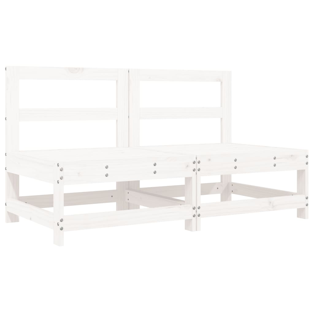 2-Pc White Solid Pine Wood Middle Sofas with Cushions
