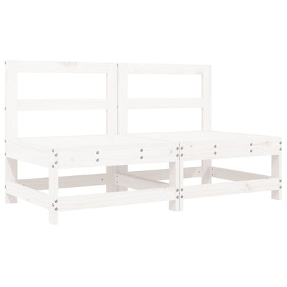2-Pc White Solid Pine Wood Middle Sofas with Cushions