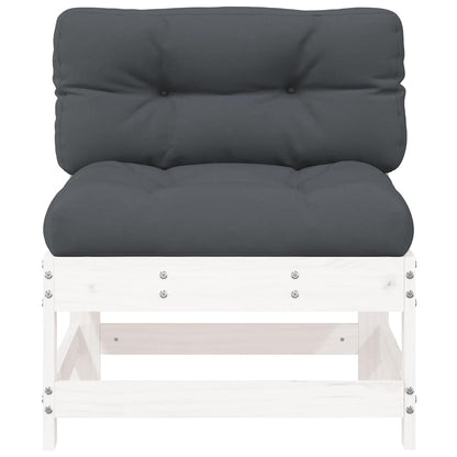 2-Pc White Solid Pine Wood Middle Sofas with Cushions