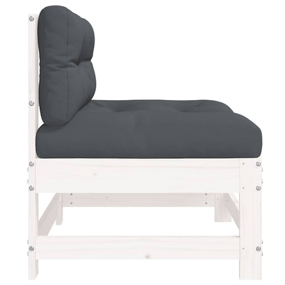 2-Pc White Solid Pine Wood Middle Sofas with Cushions