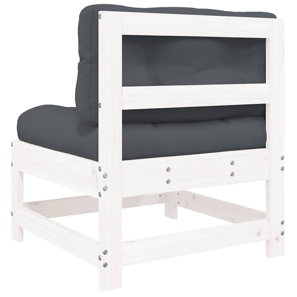 2-Pc White Solid Pine Wood Middle Sofas with Cushions