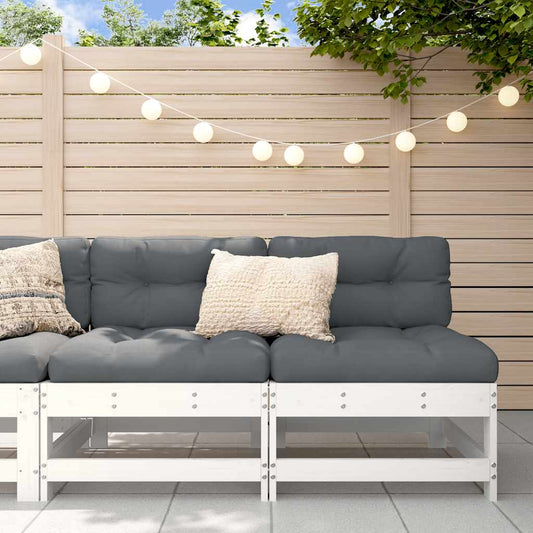 2-Pc White Solid Pine Wood Middle Sofas with Cushions