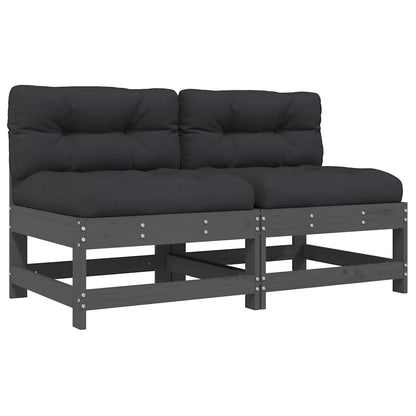 Solid Pine 2-Pc Grey Middle Sofa Set with Cushions