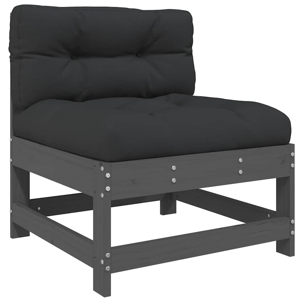 Solid Pine 2-Pc Grey Middle Sofa Set with Cushions