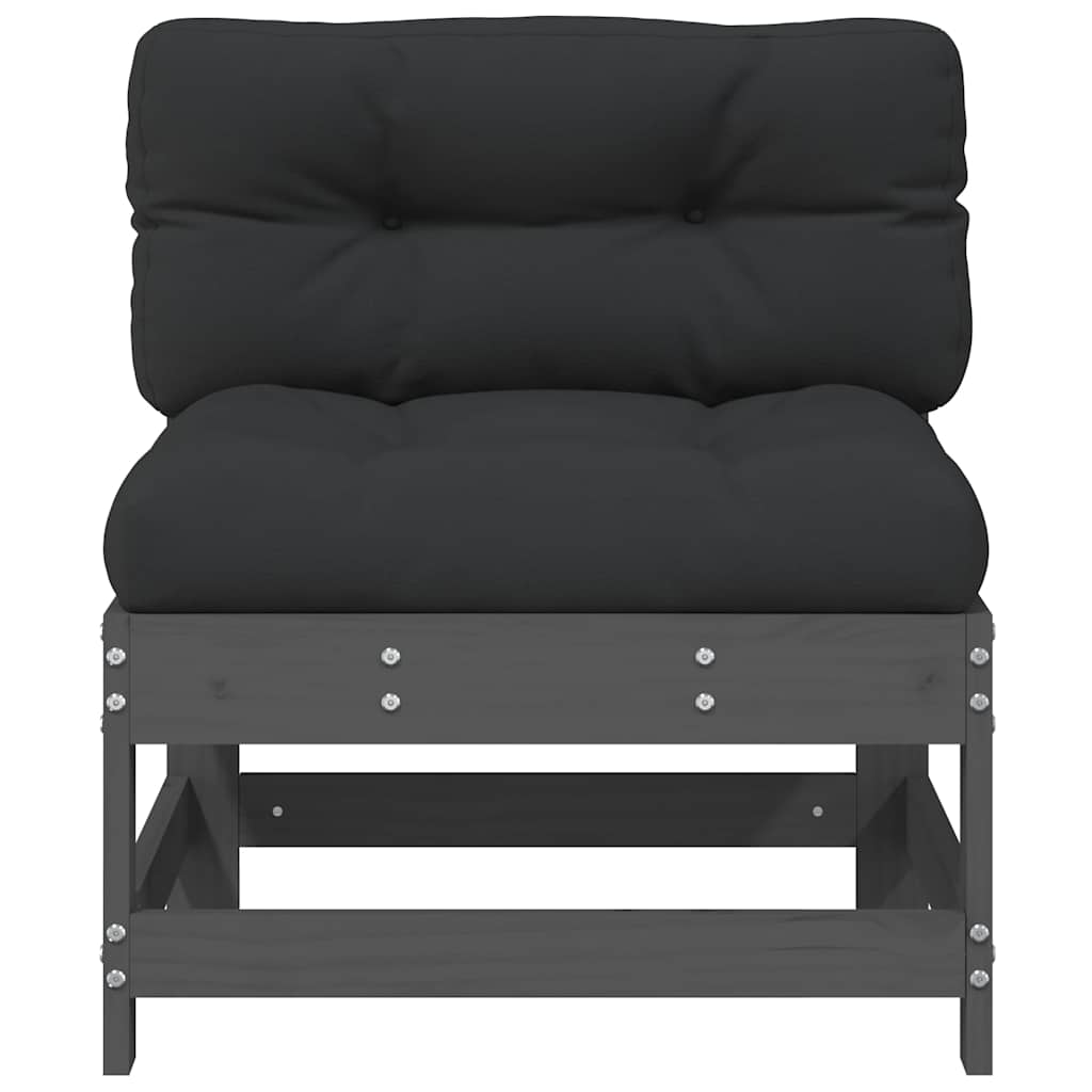 Solid Pine 2-Pc Grey Middle Sofa Set with Cushions