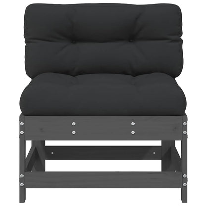 Solid Pine 2-Pc Grey Middle Sofa Set with Cushions