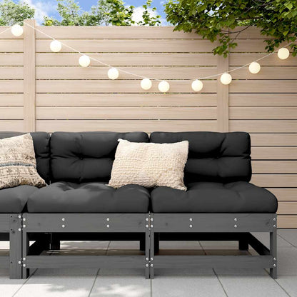 Solid Pine 2-Pc Grey Middle Sofa Set with Cushions