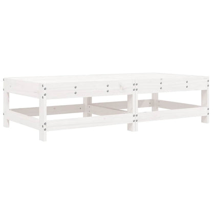 White Solid Pine Wood Garden Footstools with Cushions - 2pcs Set