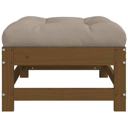 Honey Brown Wood Garden Footstools 2pcs with Cushions - Pine