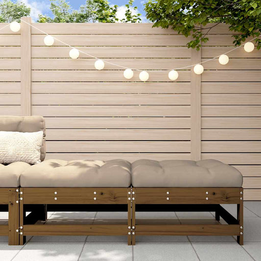 Honey Brown Wood Garden Footstools 2pcs with Cushions - Pine