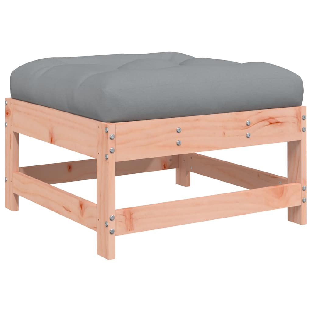 Solid Wood Douglas Garden Footstools 2pcs with Cushions - Natural Finish