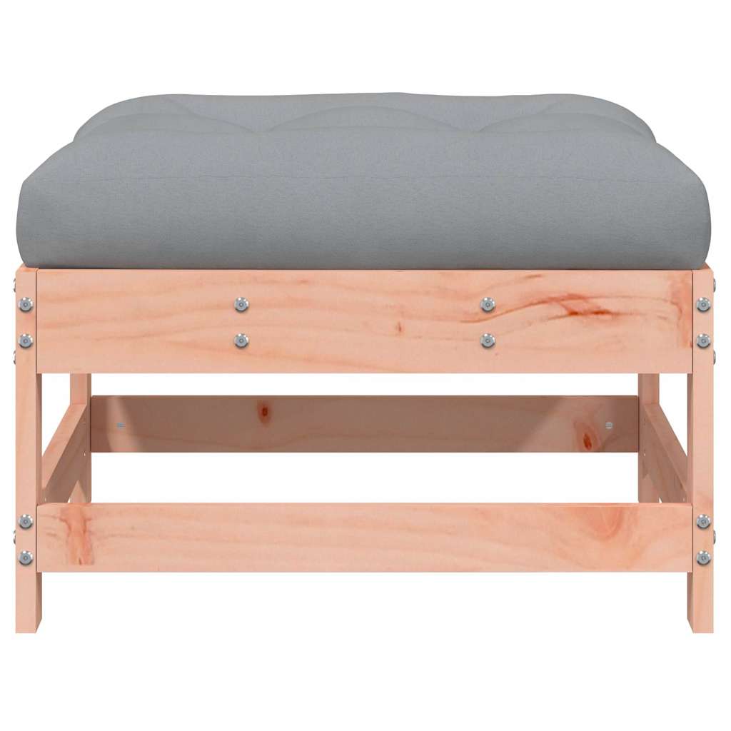 Solid Wood Douglas Garden Footstools 2pcs with Cushions - Natural Finish