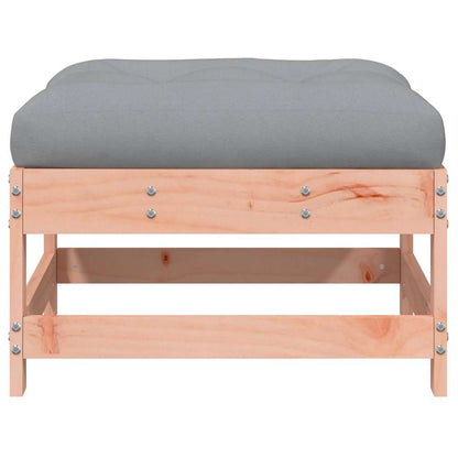 Solid Wood Douglas Garden Footstools 2pcs with Cushions - Natural Finish