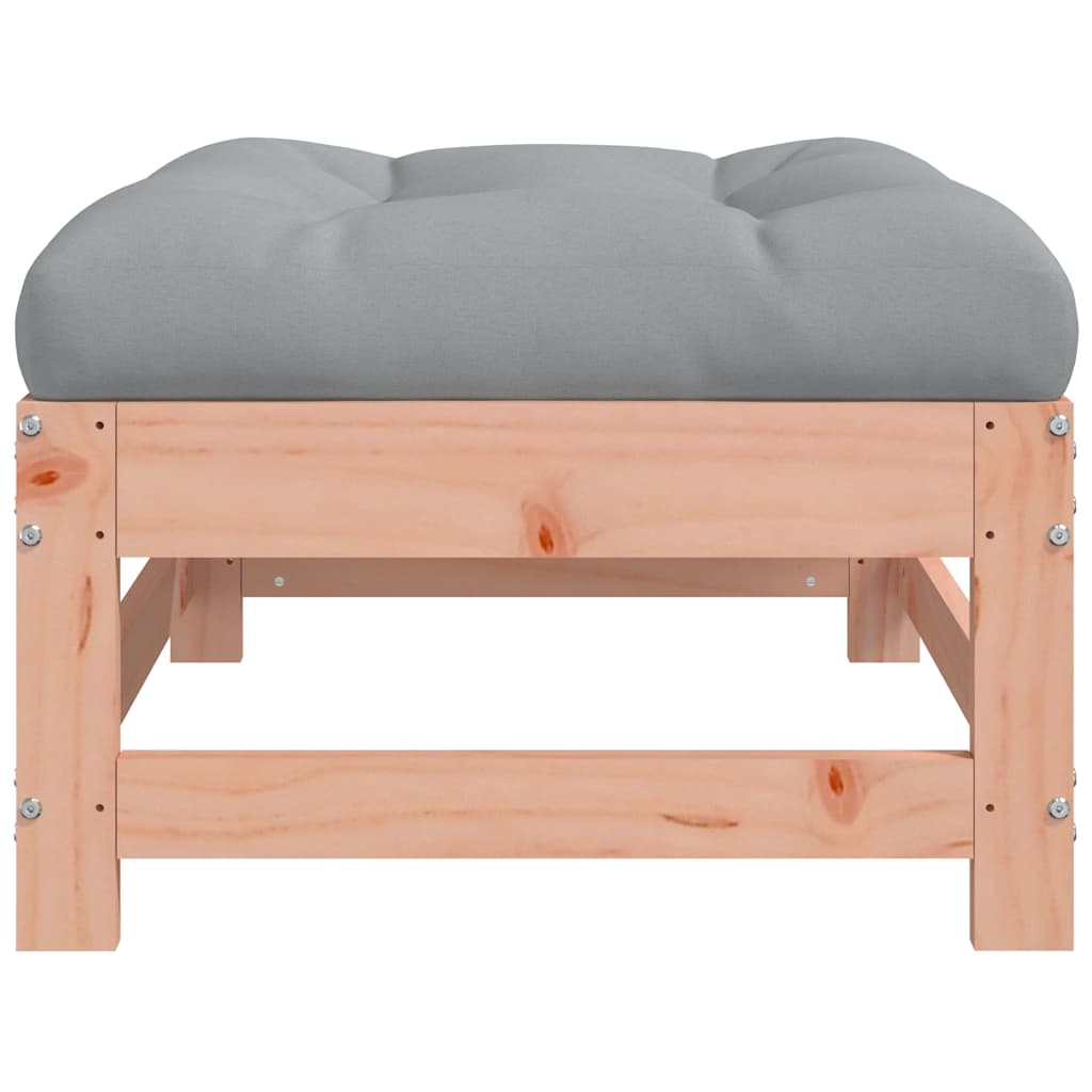 Solid Wood Douglas Garden Footstools 2pcs with Cushions - Natural Finish