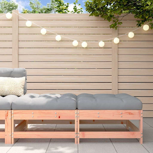 Solid Wood Douglas Garden Footstools 2pcs with Cushions - Natural Finish