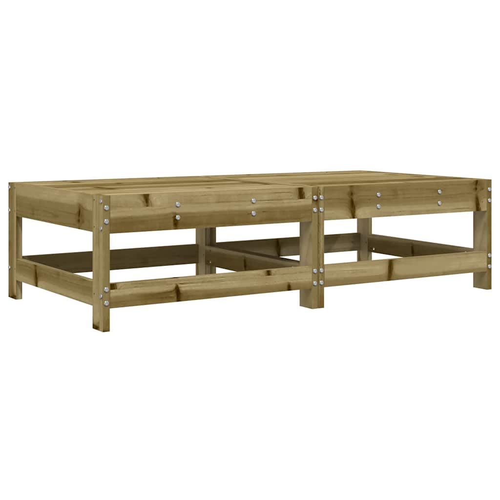 2-Piece Pine Wood Garden Footstools with Cushions - Natural Finish