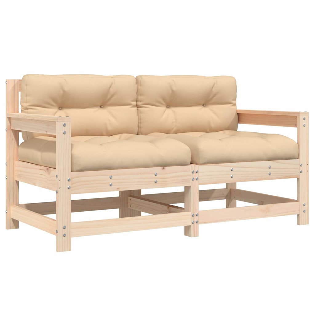 Solid Pine Wood Garden Chairs with Cushions, 2 pcs - Natural Elegance