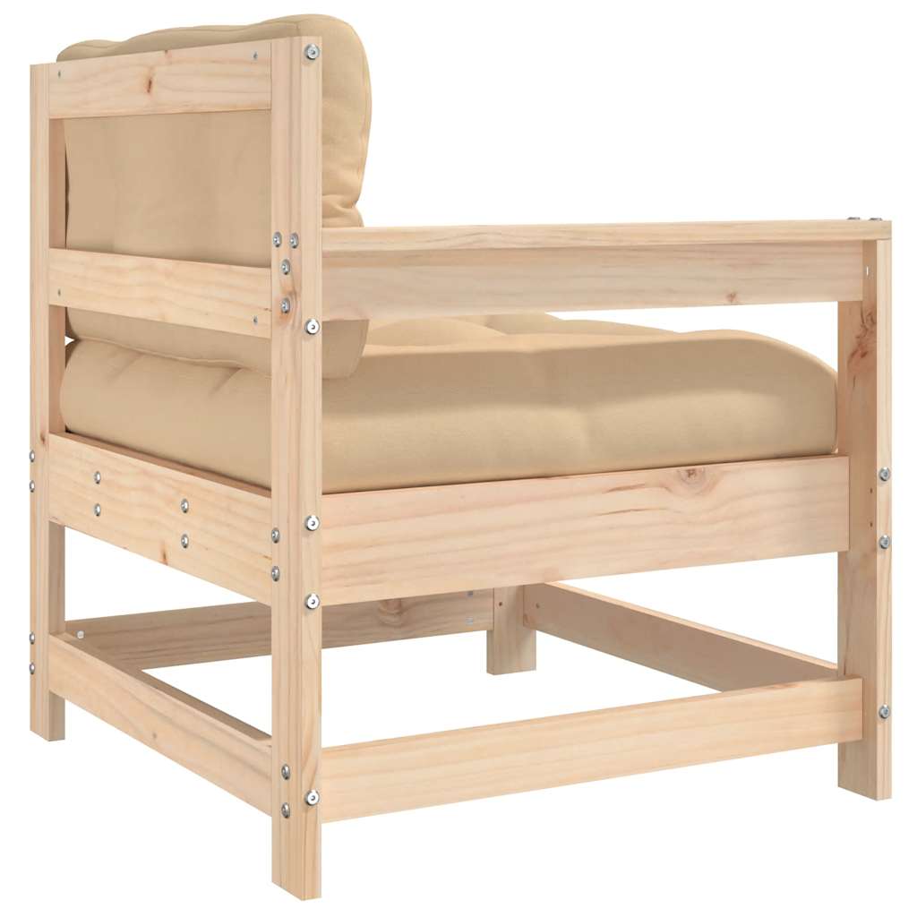Solid Pine Wood Garden Chairs with Cushions, 2 pcs - Natural Elegance
