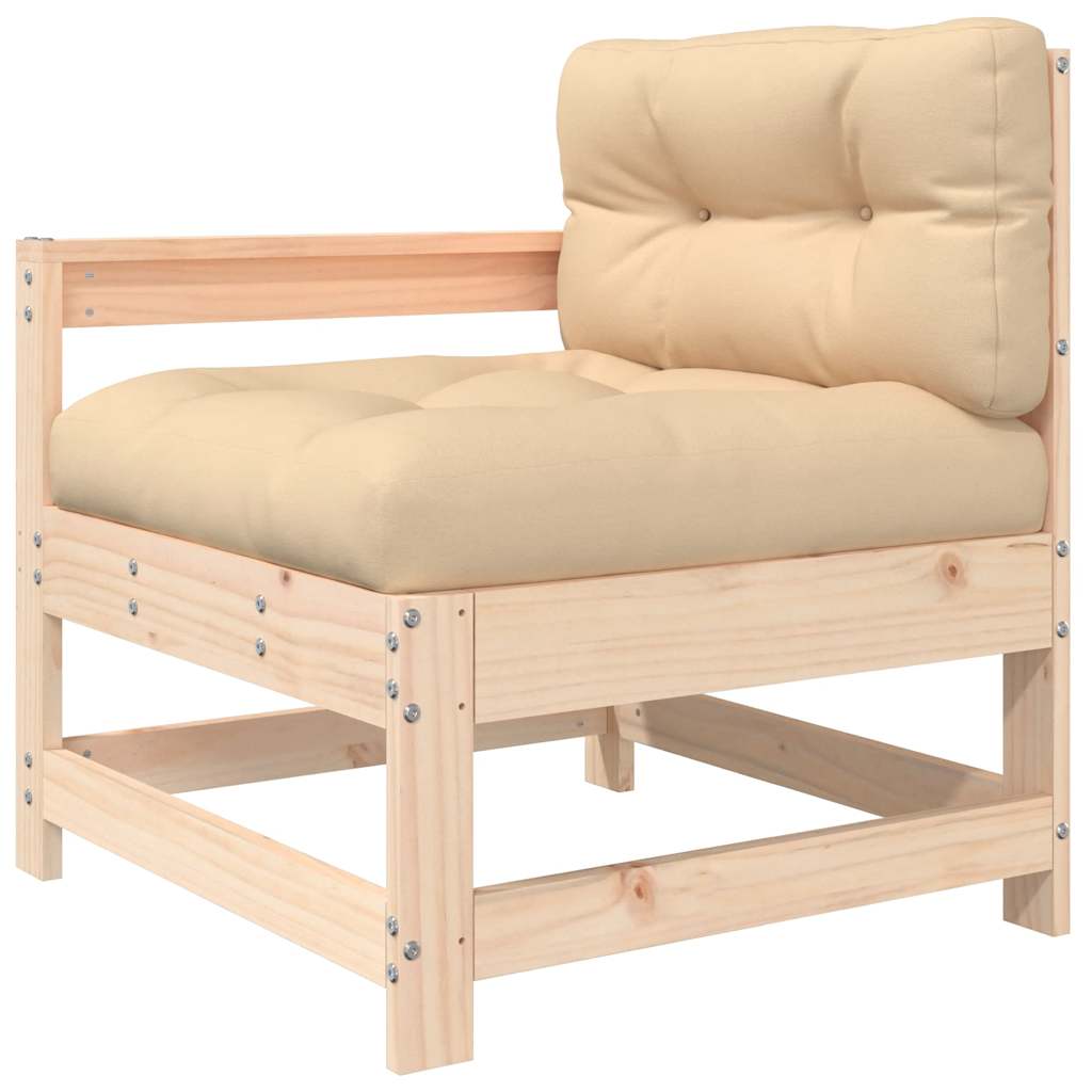 Solid Wood 3 Piece Garden Lounge Set with Cushions - Natural Finish