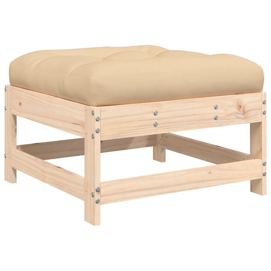 Solid Wood 3 Piece Garden Lounge Set with Cushions - Natural Finish
