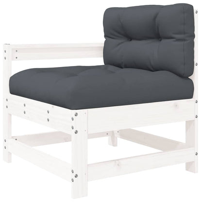 White Solid Wood 3 Piece Garden Lounge Set with Cushions