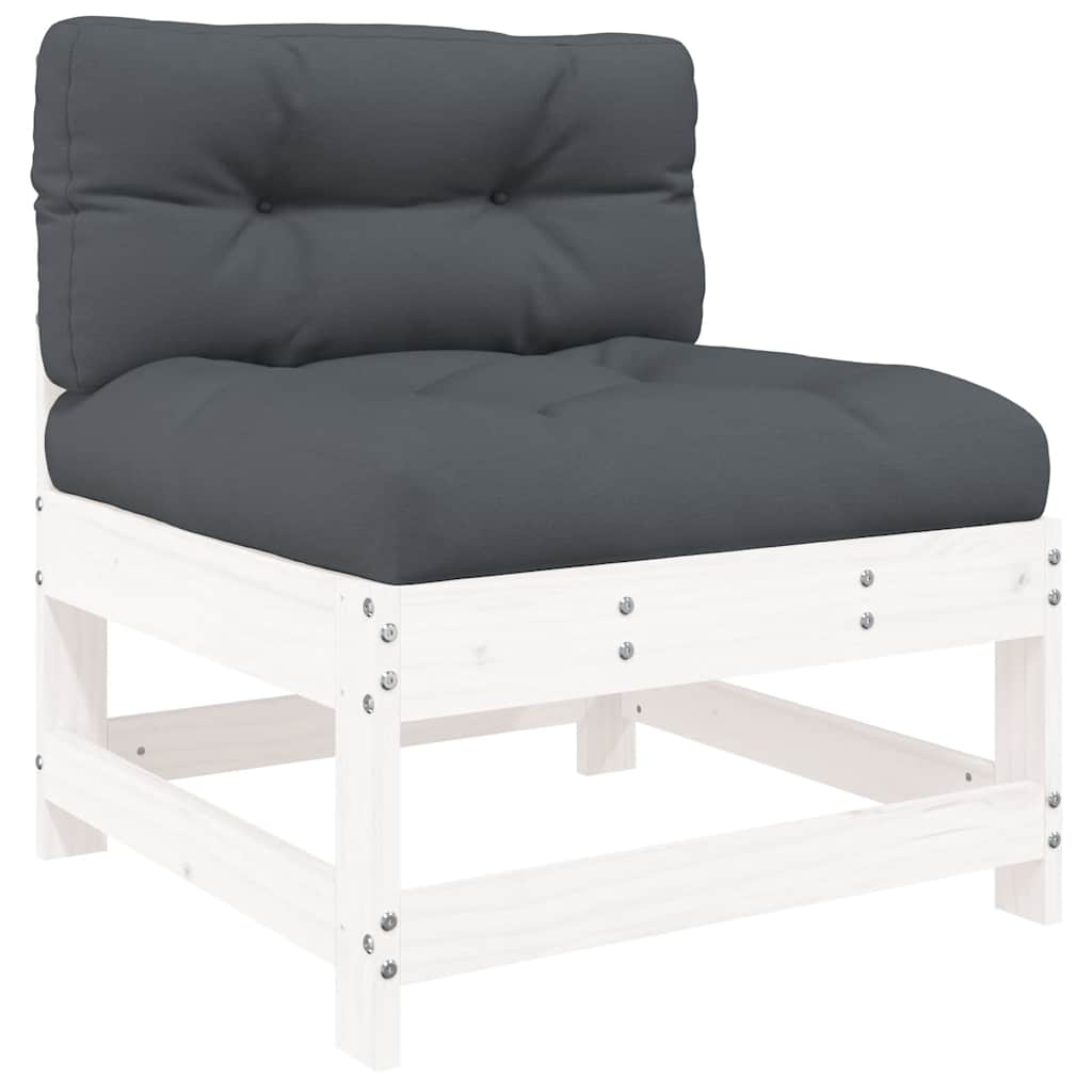 White Solid Wood 3 Piece Garden Lounge Set with Cushions