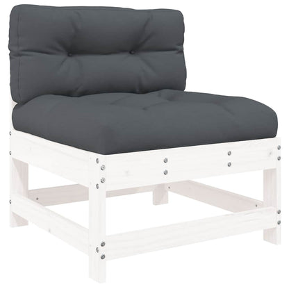 White Solid Wood 3 Piece Garden Lounge Set with Cushions
