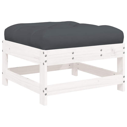 White Solid Wood 3 Piece Garden Lounge Set with Cushions