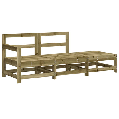 3 Piece Pine Wood Garden Lounge Set with Cushions - Natural Finish