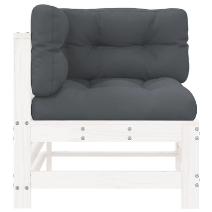 White Solid Wood Pine Corner Sofa with Cushions