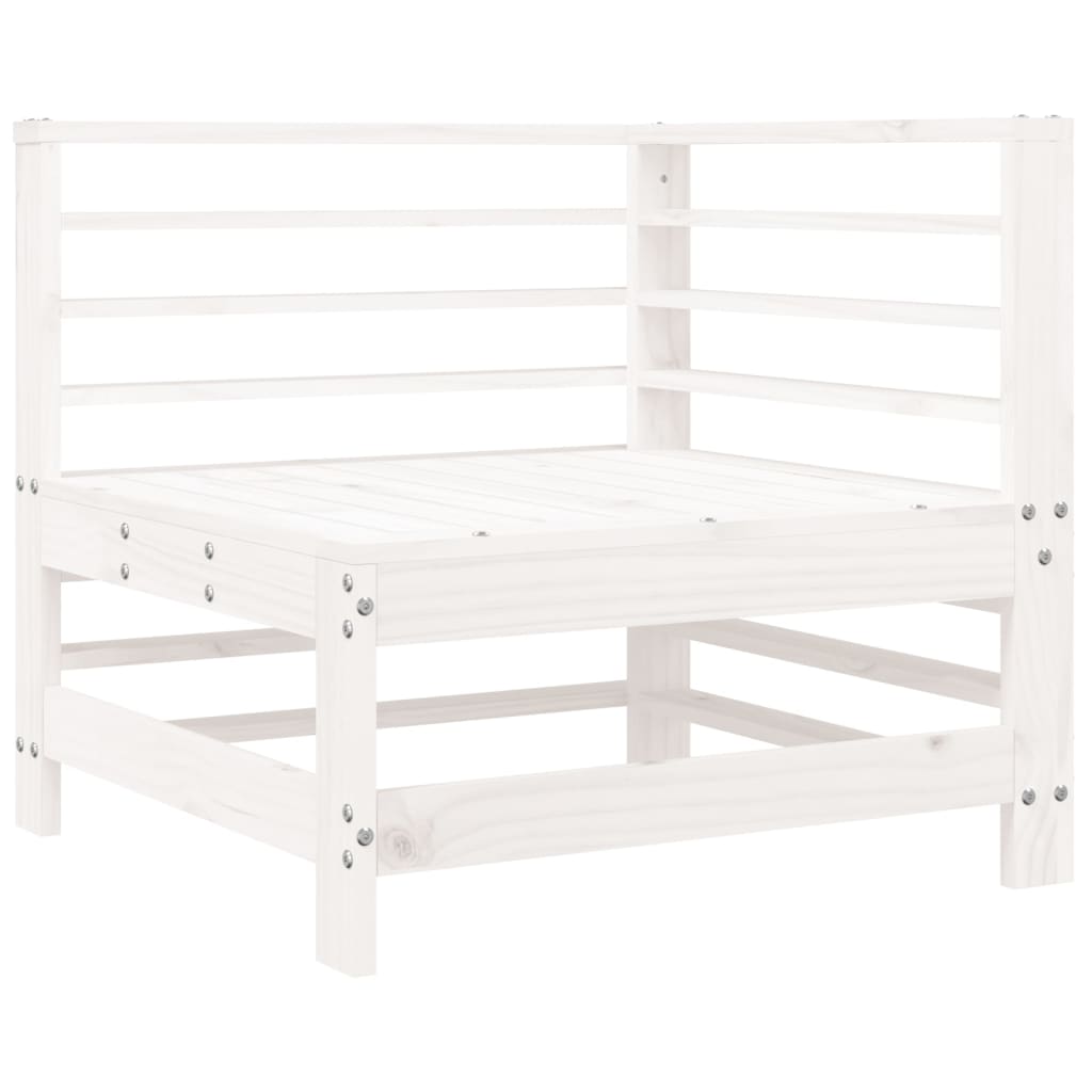 White Solid Wood Pine Corner Sofa with Cushions