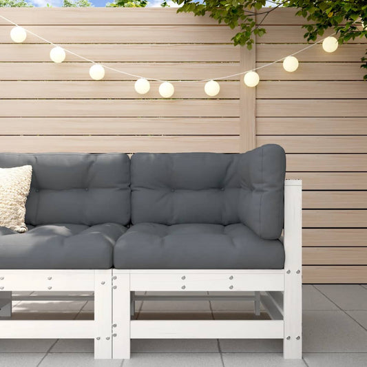 White Solid Wood Pine Corner Sofa with Cushions