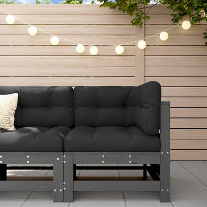 Modern Grey Corner Sofa with Cushions | Solid Pine Wood Frame