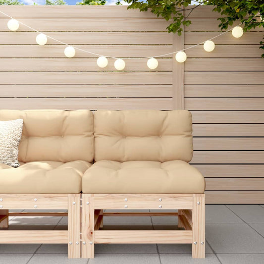 Solid Pine Wood Middle Sofa with Cushions - Elegant Comfort