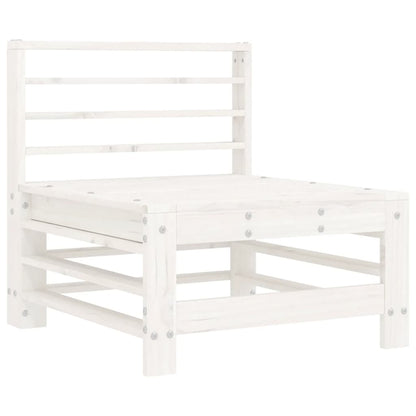 White Solid Wood Pine Middle Sofa with Cushions - Elegant Seating